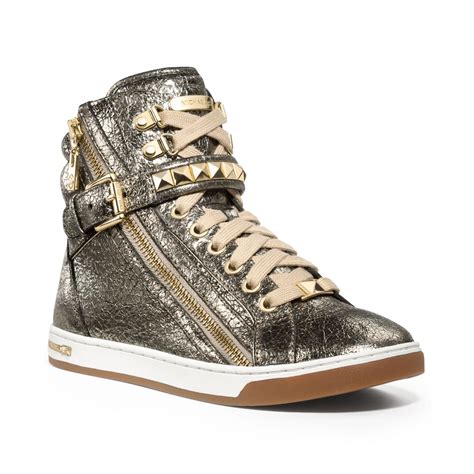 michael kors gold high top sneakers|michael kors denim sneakers.